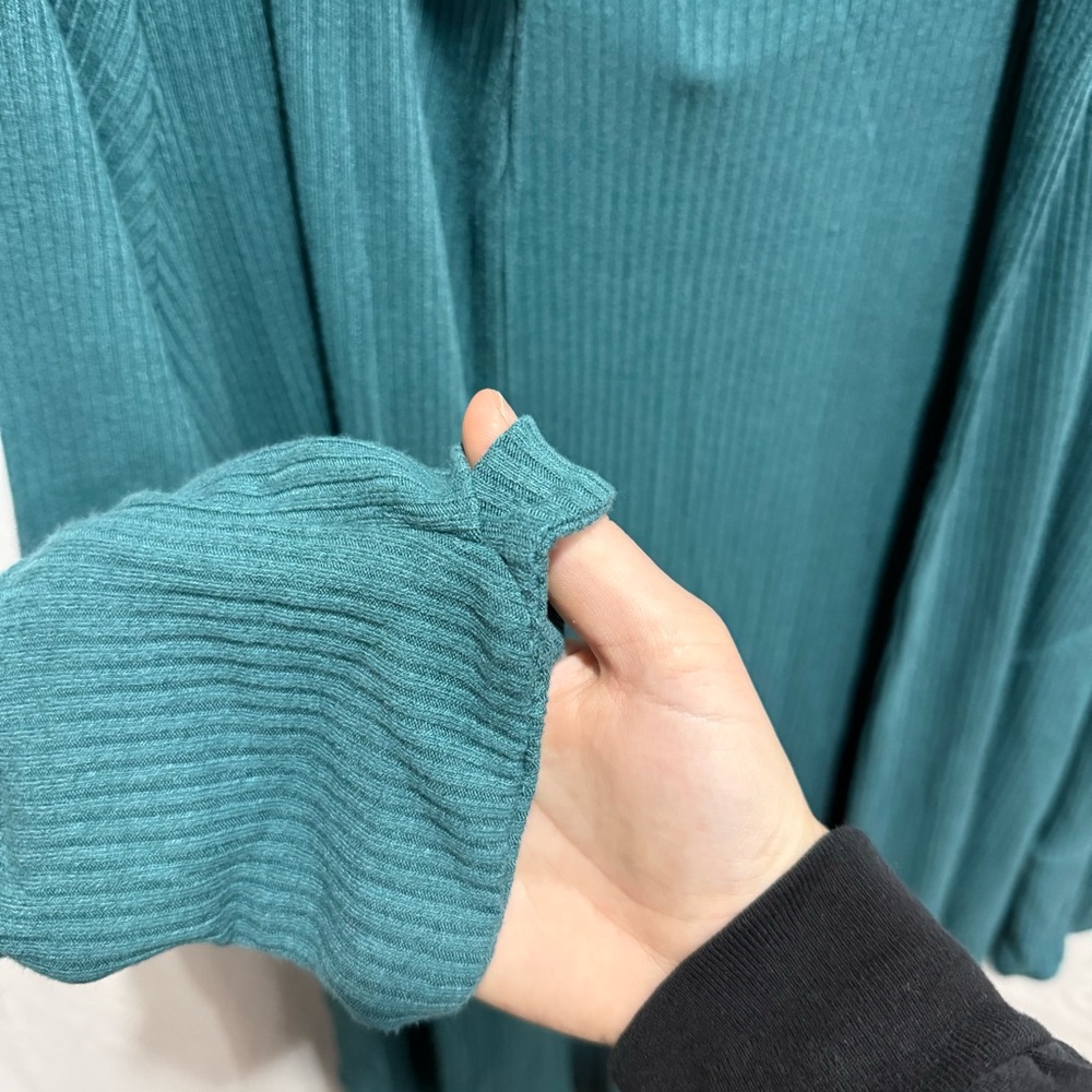 Athleta Harmony Pose Wrap Long Cardigan Hoodie‎ Teal Blue Large Oversized Lounge - Picture 5 of 11